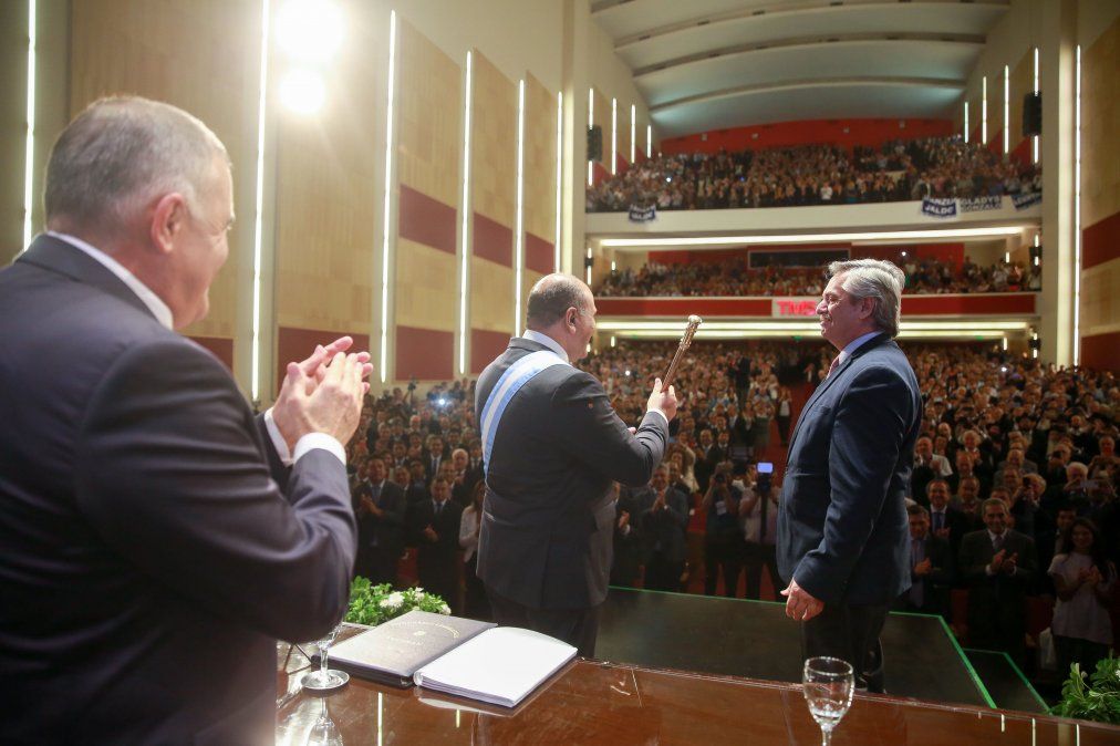 Alberto Fernández y Juan Manzur este martes en Tucumán. Télam.