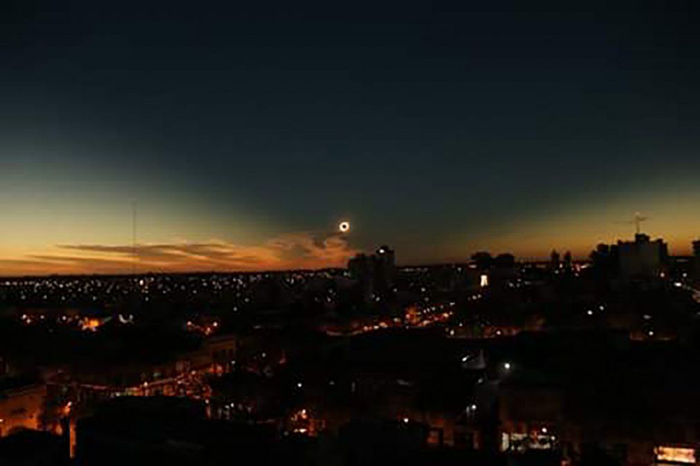 Así se vio el eclipse en Venado Tuerto, sur de la provincia de Santa Fe en el 2019.