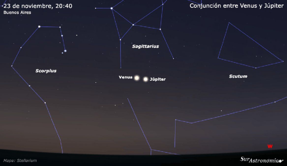 Así se verá el cielo en Santa Fe el próximo domingo.