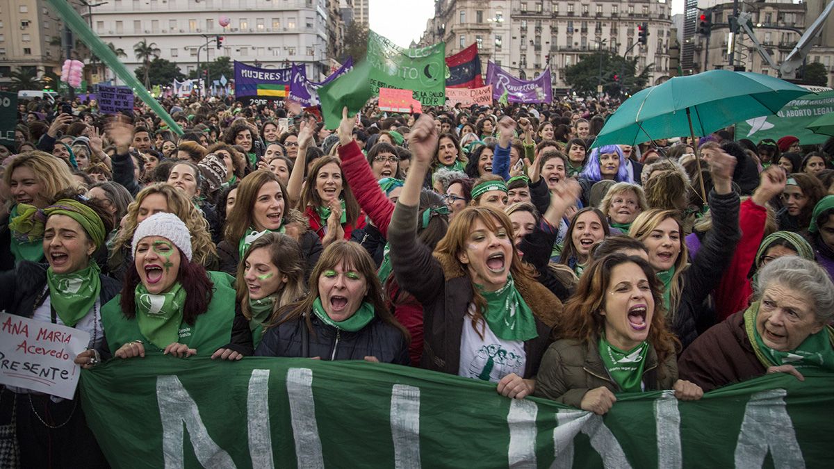 Actrices Argentinas en la marcha Ni Una Menos de 2018, Buenos Aires.