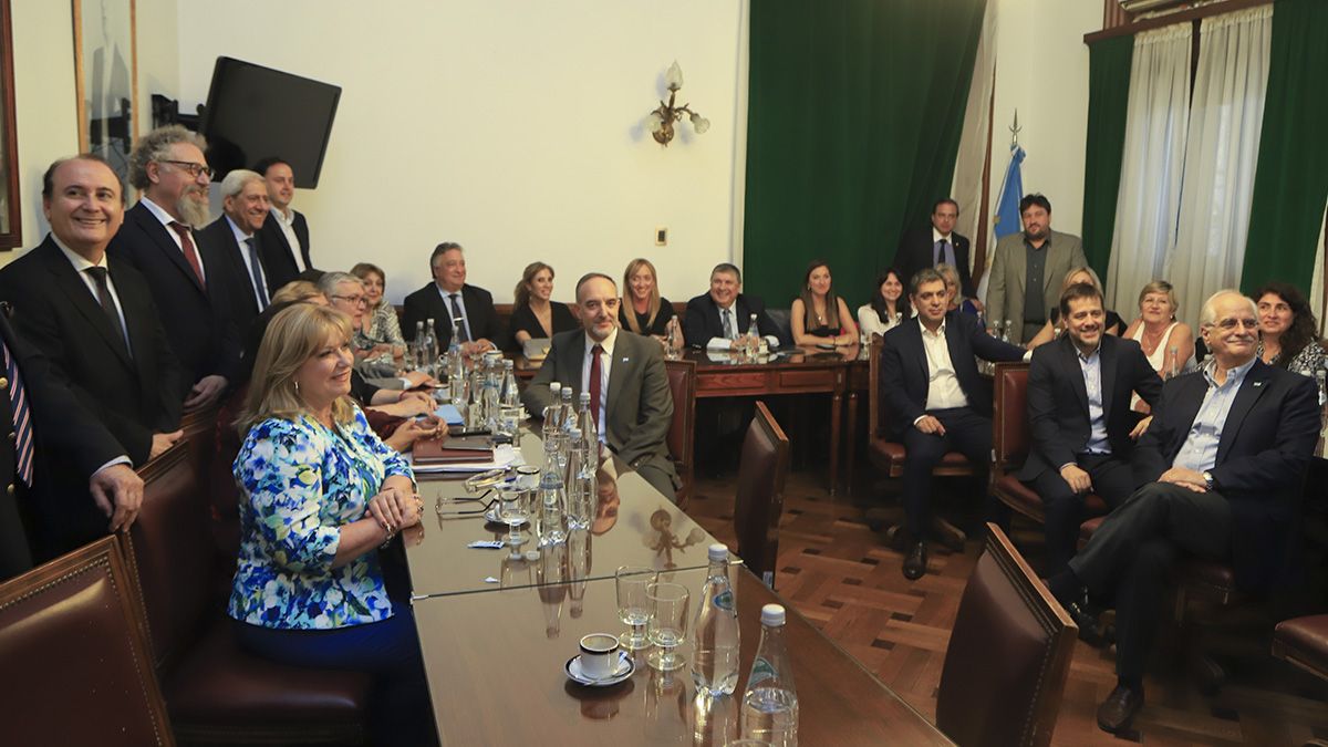 Senadores del Frente de Todos durante el encuentro en el Congreso.