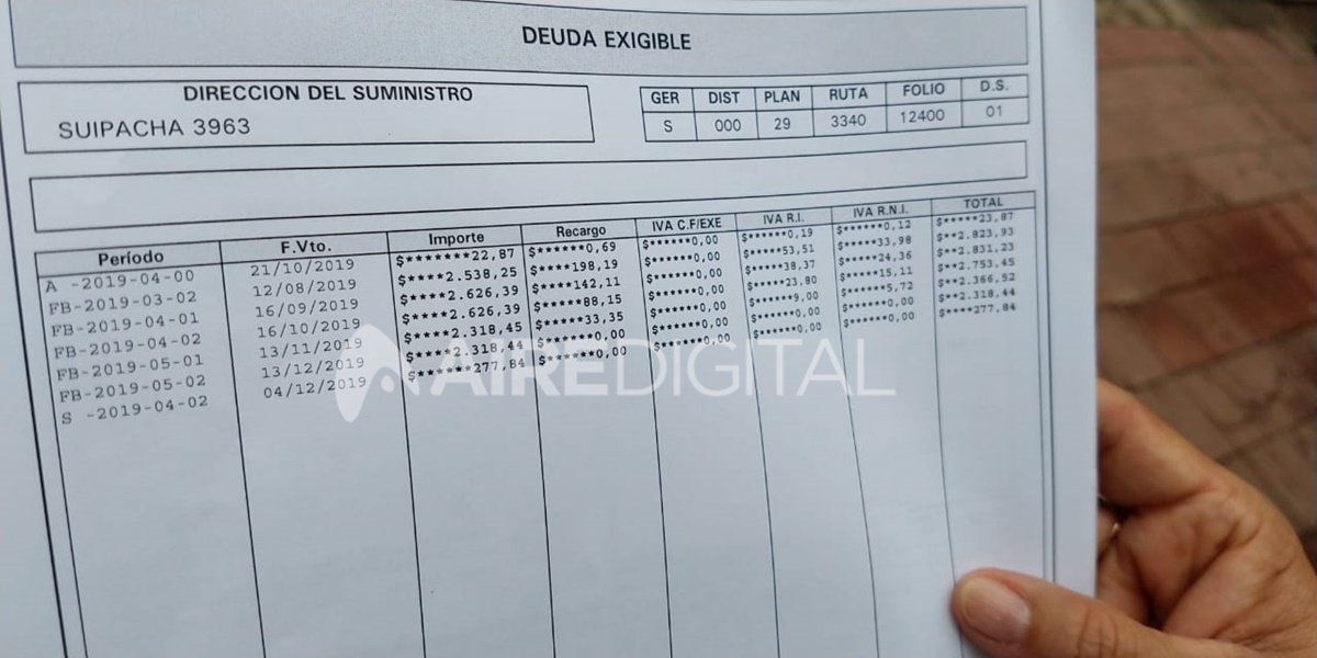 Todas las facturas que adeuda la Municipalidad