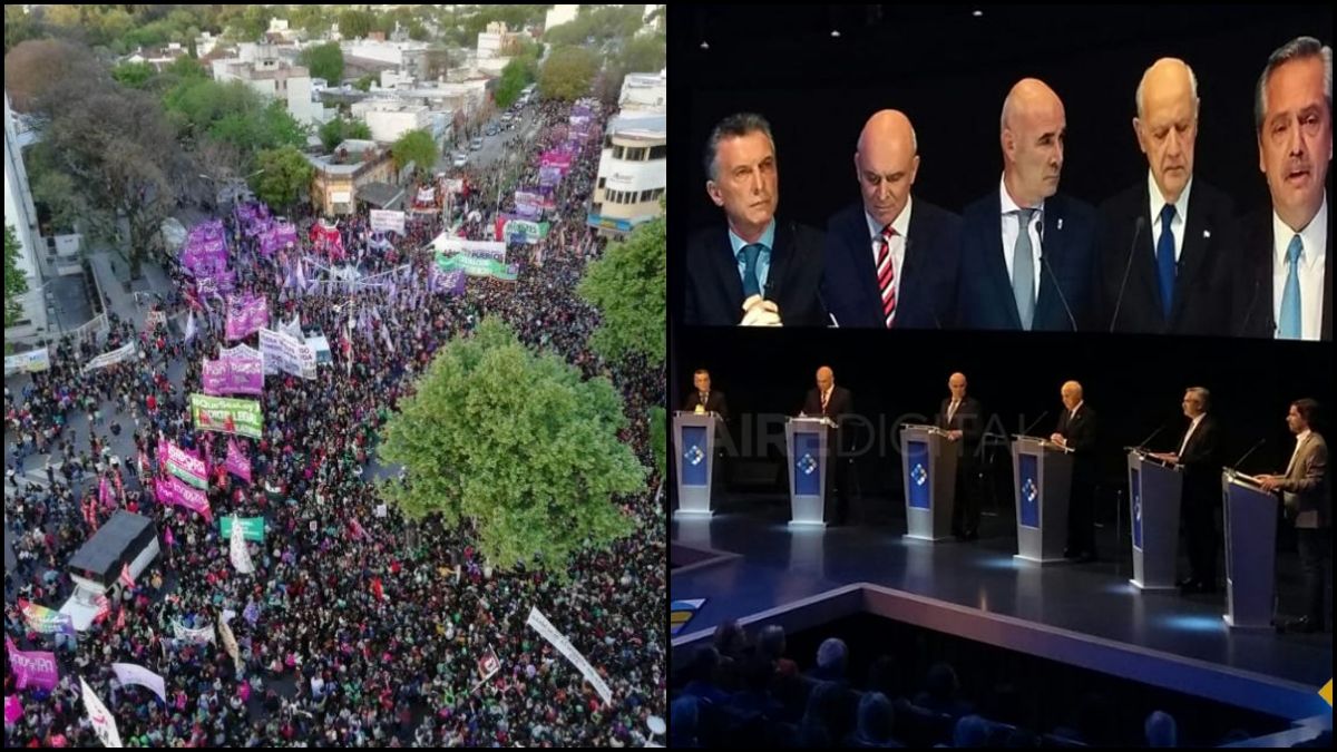 El debate presidencial 2019 se llevó a cabo mientras 200.000 mujeres y disidencias tomaban las calles de La Plata.