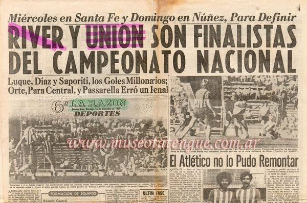 River y Unión eran los protagonistas del fútbol argentino. Fuente: Diario