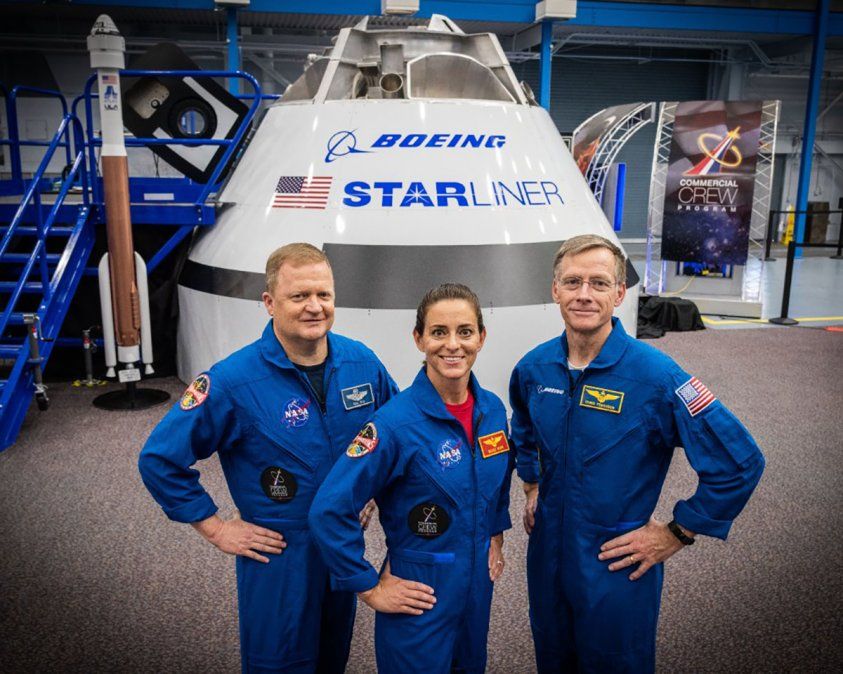 Los astronautas Mike Fincke, Nicole Mann y Chris Ferguson.