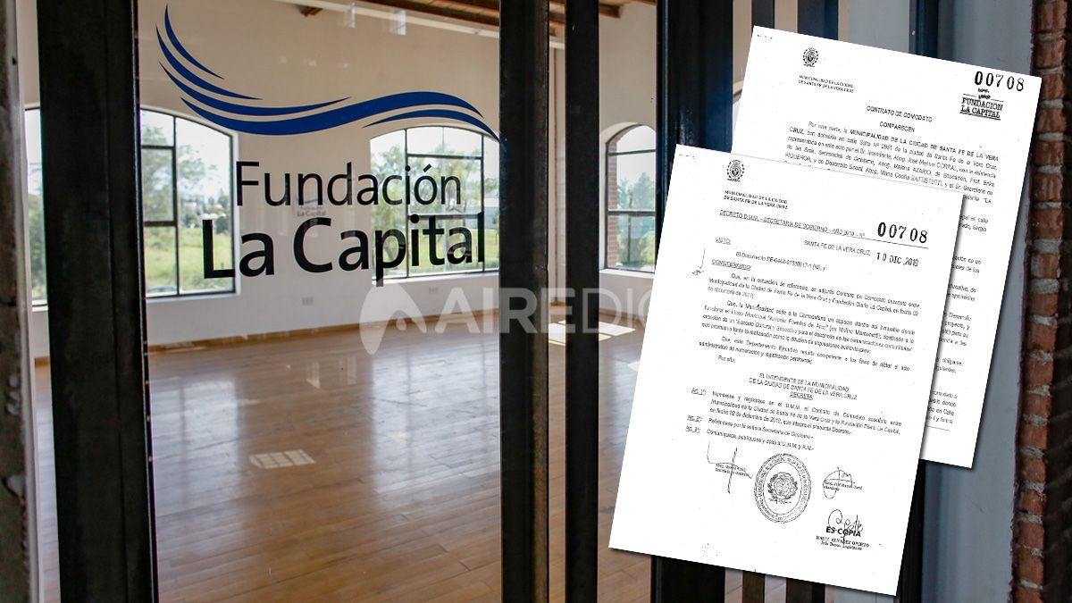 Parte del ala norte del Molino Marconetti se encontraba cerrada con puertas de vidrio que estaban bajo llave, con un ploteo que decía Fundación La Capital.