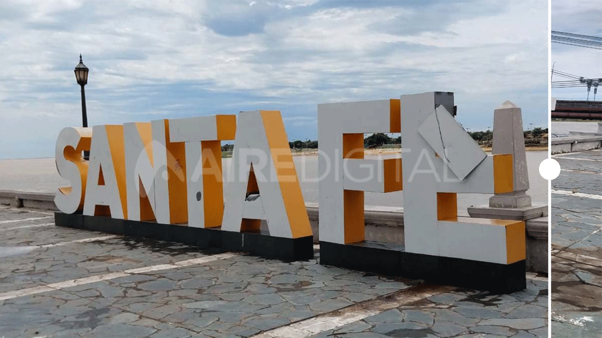 Volvieron a colocar el cartel de Santa Fe en la costanera