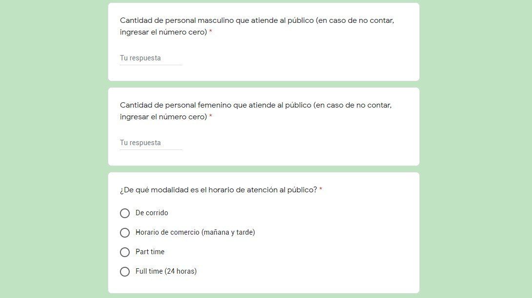 Parte de la Encuesta General para Comerciantes.