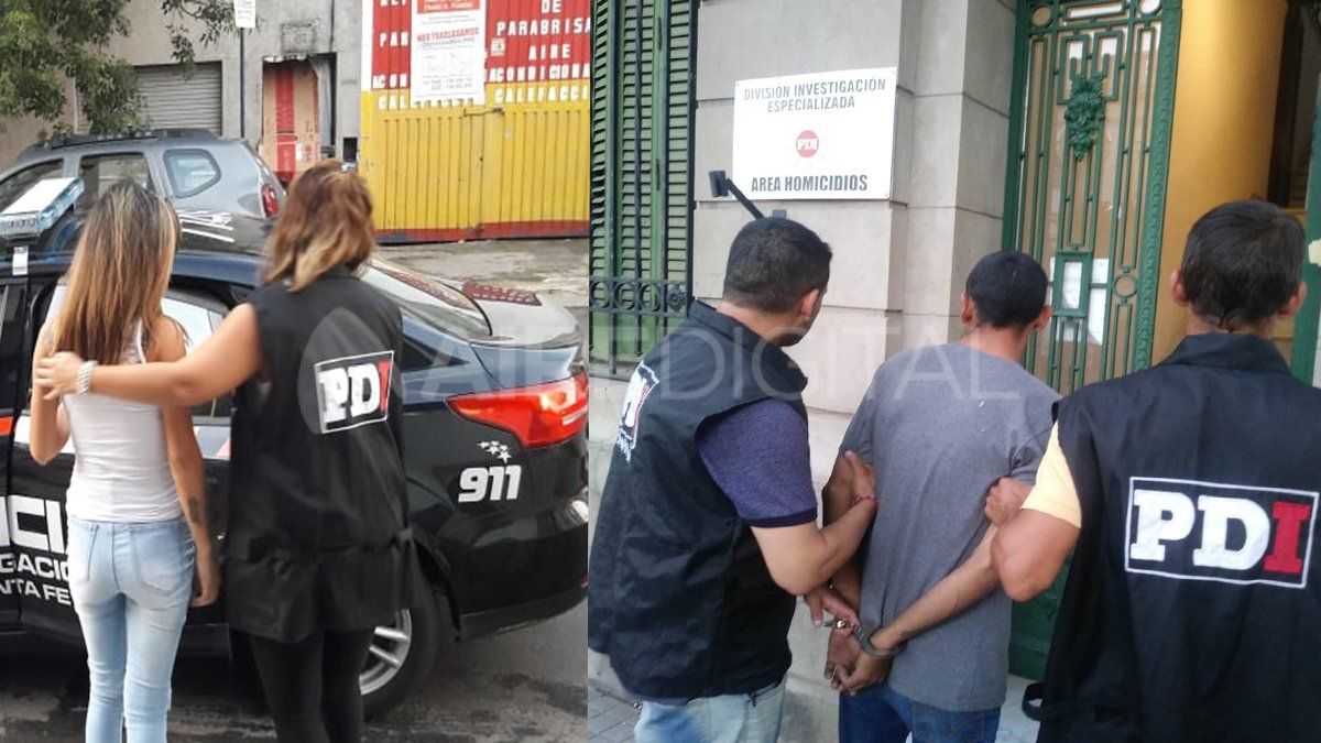 Aprehendidos. El momento en que los acusados por el crimen de Bogarín fueron trasladados a la sede de Homicidios.