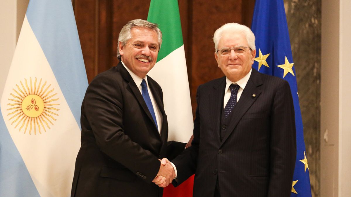 Alberto Fernández junto al presidente italiano Sergio Mattarella.