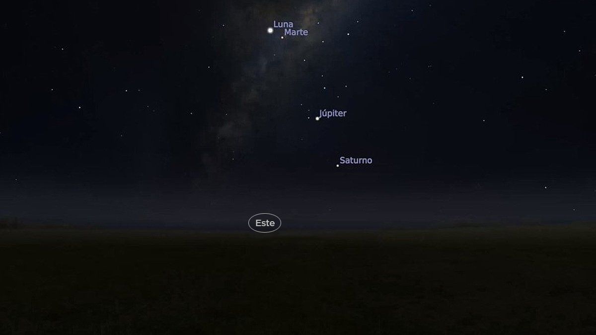 Así se verá desde Argentina a las 5 de la madrugada.