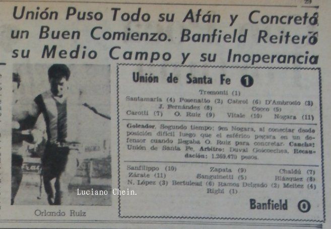 Así reflejaban los medios la primer victoria de Unión en Primera División, el 5 de marzo de 167. Foto: Archivo Luciano Chein