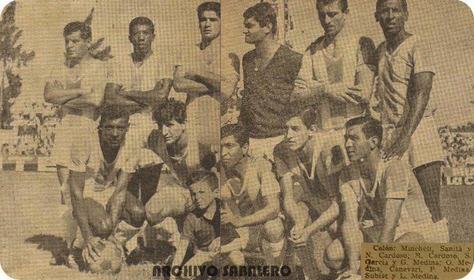 El once inicial del debut de Colón en Primera: Mincheli, Sanitá, Cardoso, Cardozo, García, G Medina, O. Medina, Canevari, L.Medina, Subiat y P.Medina.Foto: Archivo Sabalero.