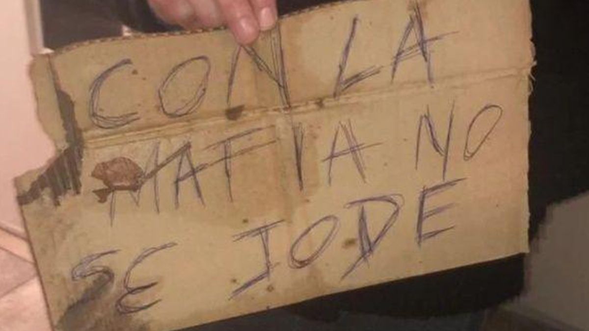 El mensaje que estaba al lado del cadáver de Maldonado.