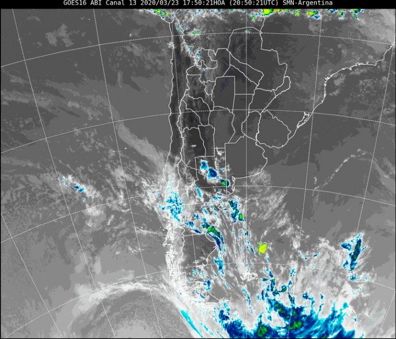 Imagen satelital a las 17.50 horas del lunes.