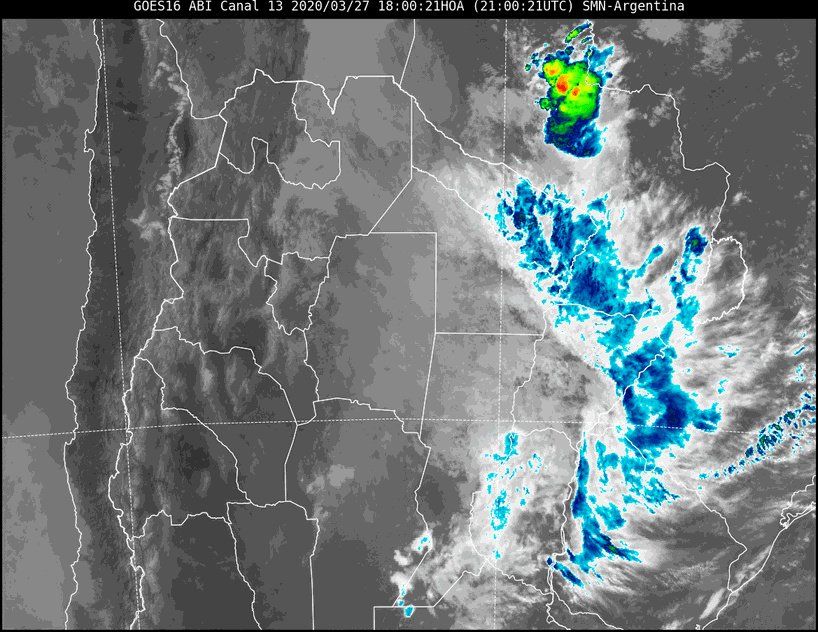 Imagen satelital a las 18 horas del viernes.