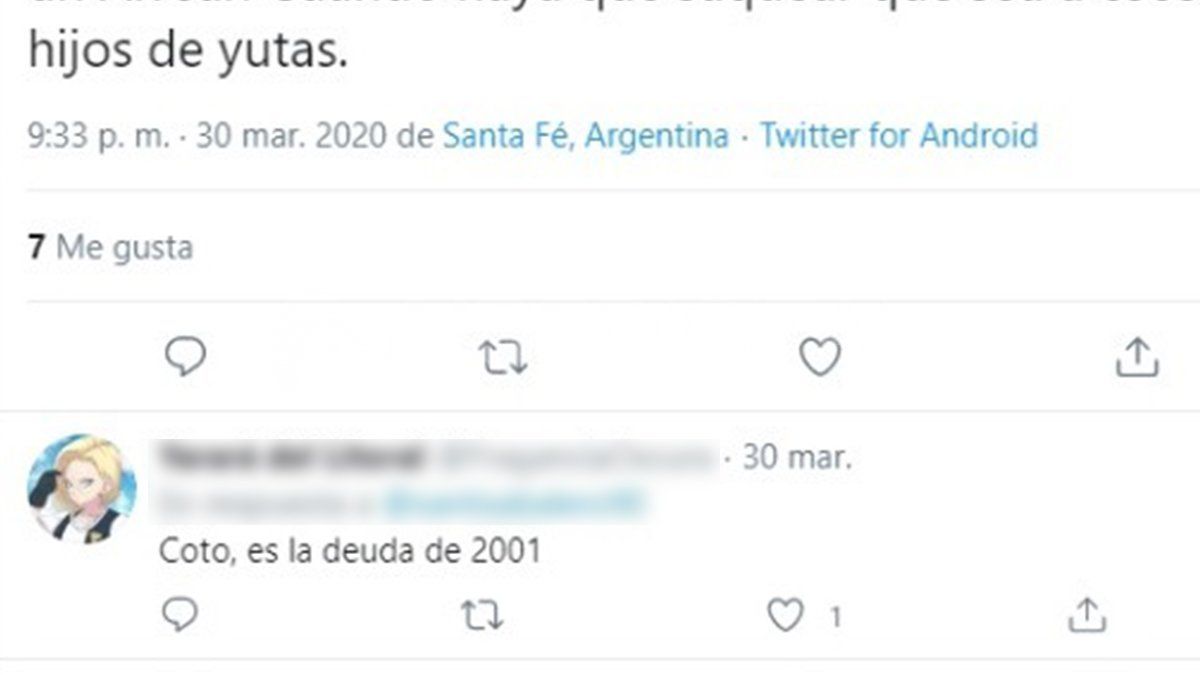 Desde Santa Fe en esta cuenta llamaban a saquear un supermercado.