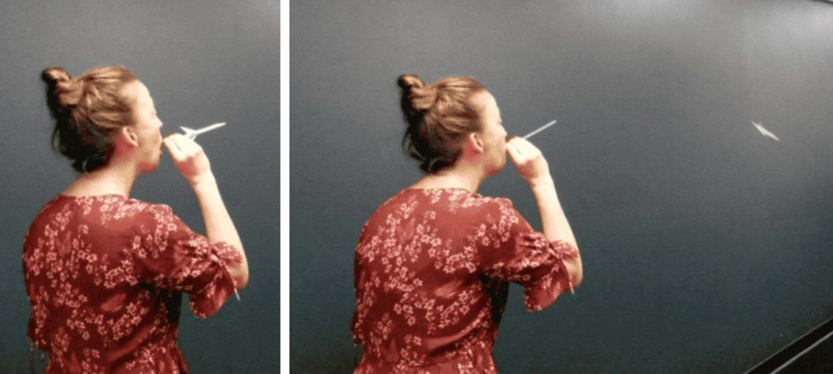 Con una fuente de viento que ingrese por el sorbete, se podrá lanzar el cohete desde cualquier lugar en casa.