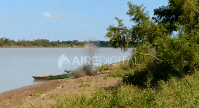 La bajante dejó al descubierto una granada en la costa de Colastiné Sur