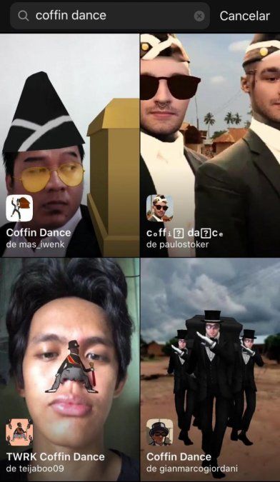 Busca en el "Explorador de efectos": "coffin dance"