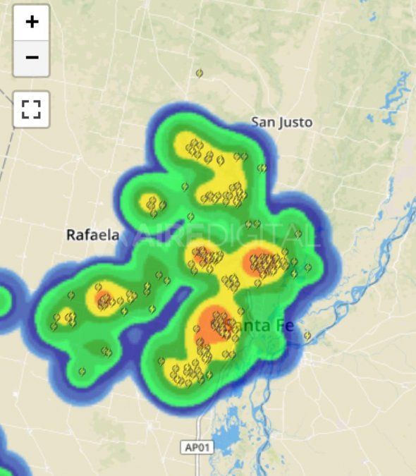 La tormenta eléctrica sobre la ciudad de Santa Fe.