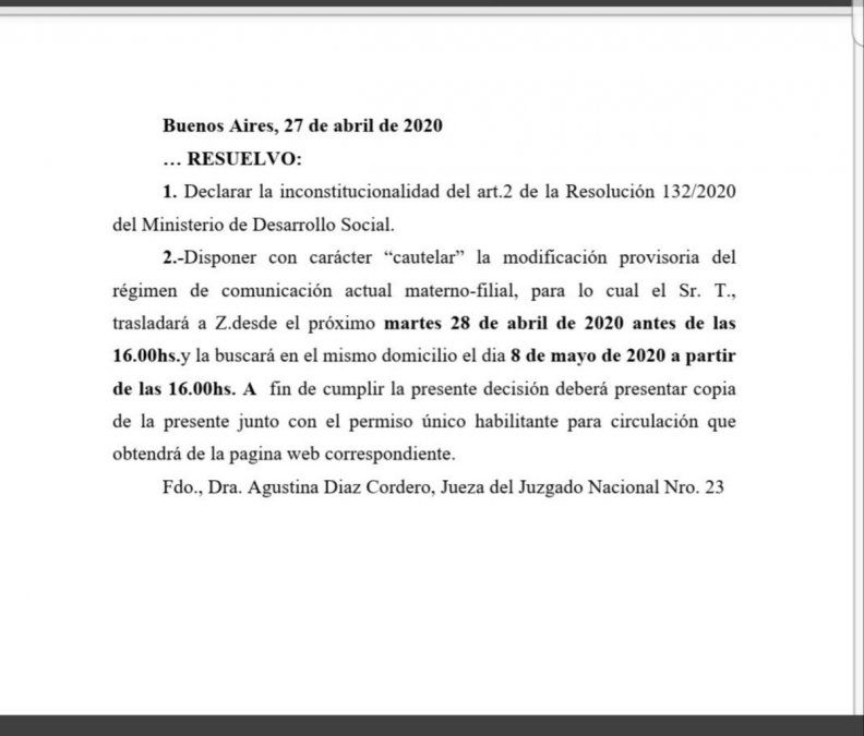 Fallo sobre el artículo 2 de la Resolución 132/2020.