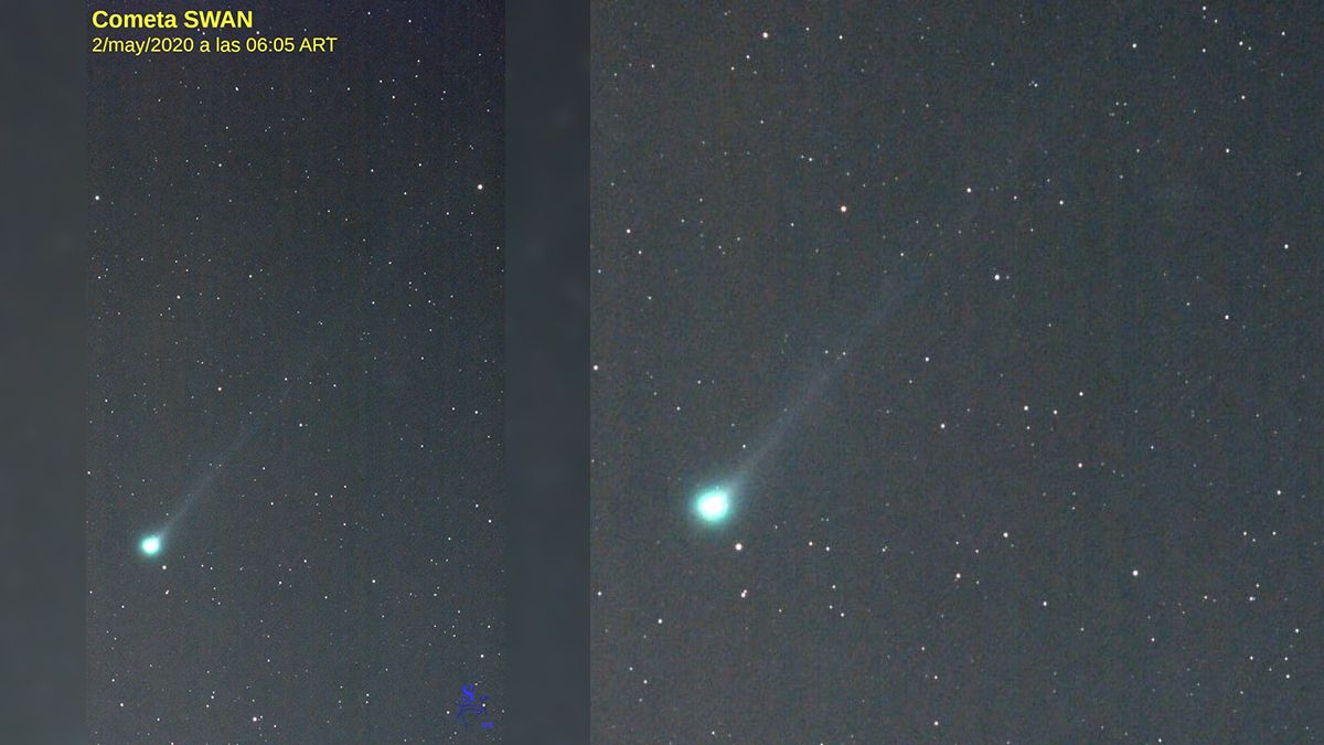 Foto de Gustavo Enrique Ballán este sábado 2 de mayo a las 6 de la mañana. A la derecha, la misma imagen agrandada.