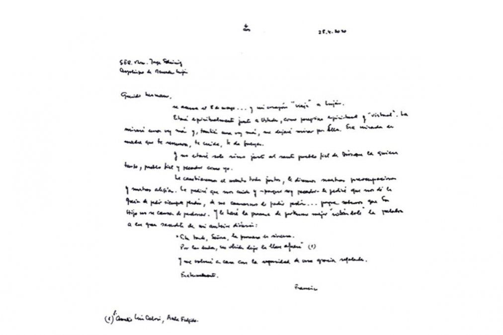 La carta de Francisco a los obispos argentinos por la fiesta de la Virgen de Luján.