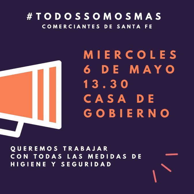 El anuncio de la movilización del miércoles organizada por comerciantes autoconvocados.