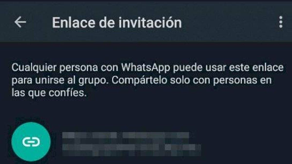 Este es el mensjae que saldrá a la hora de querer compartir en enlace de invitación