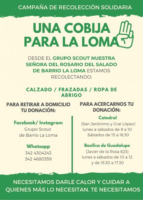 Una vez más son los jóvenes los que dan el ejemplo, en este caso los grupos mayores de 18 años del grupo Scout Nuestra Señora del Rosario del Salado de Barrio La Loma están trabajando para poder colaborar con las familias que más lo necesitan.