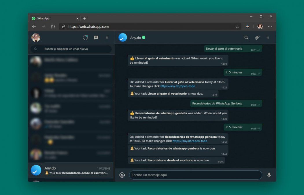 Así se vería la versión web de WhatsApp en su modo oscuro