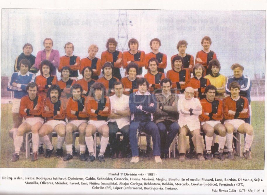 Plantel de Colón de Primera División en el año 1981. Foto: Juan Jesús Sidoni - Historia del Club Atlético Colón.