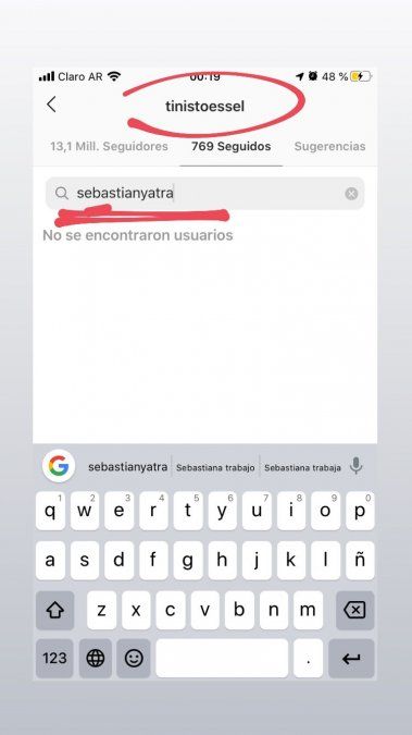 Captura de pantalla del instagram
