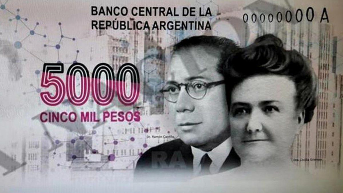 Boceto del nuevo billete que se conoció en las últimas semanas. Por ahora, su puesta en circulación fue descartada oficialmente.