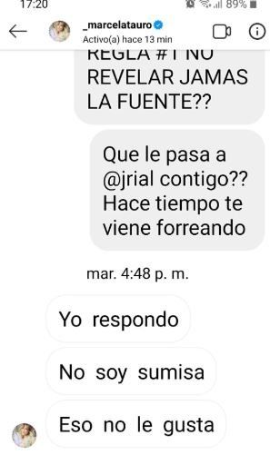 Ulises Jaitt mostró el chat privado que mantuvo con Marcela Tauro sobre Jorge Rial.
