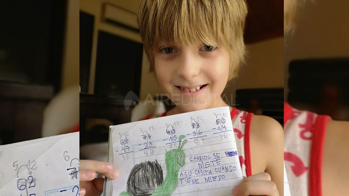 Lucio y su tarea de la escuela.