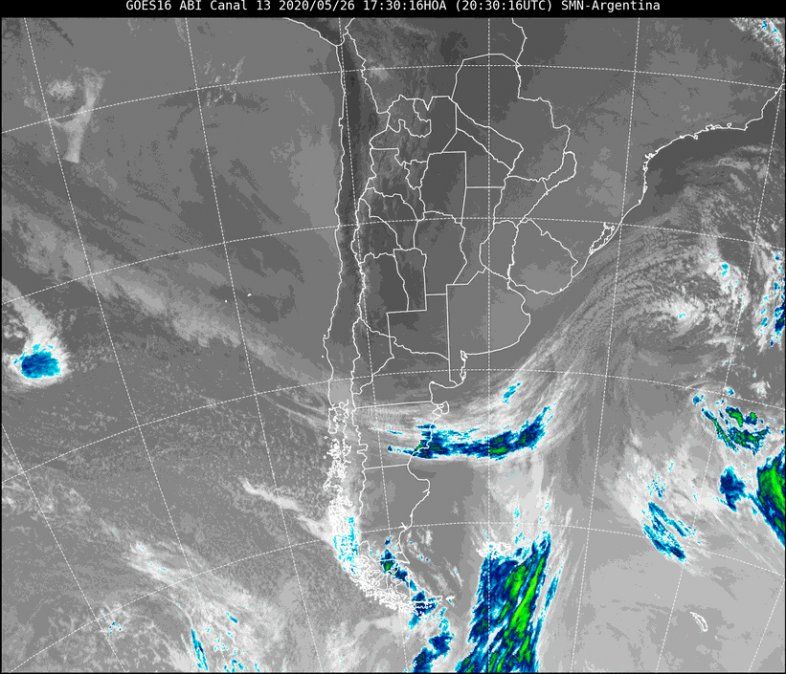 Imagen satelital del tiempo a las 17.30 horas del martes.