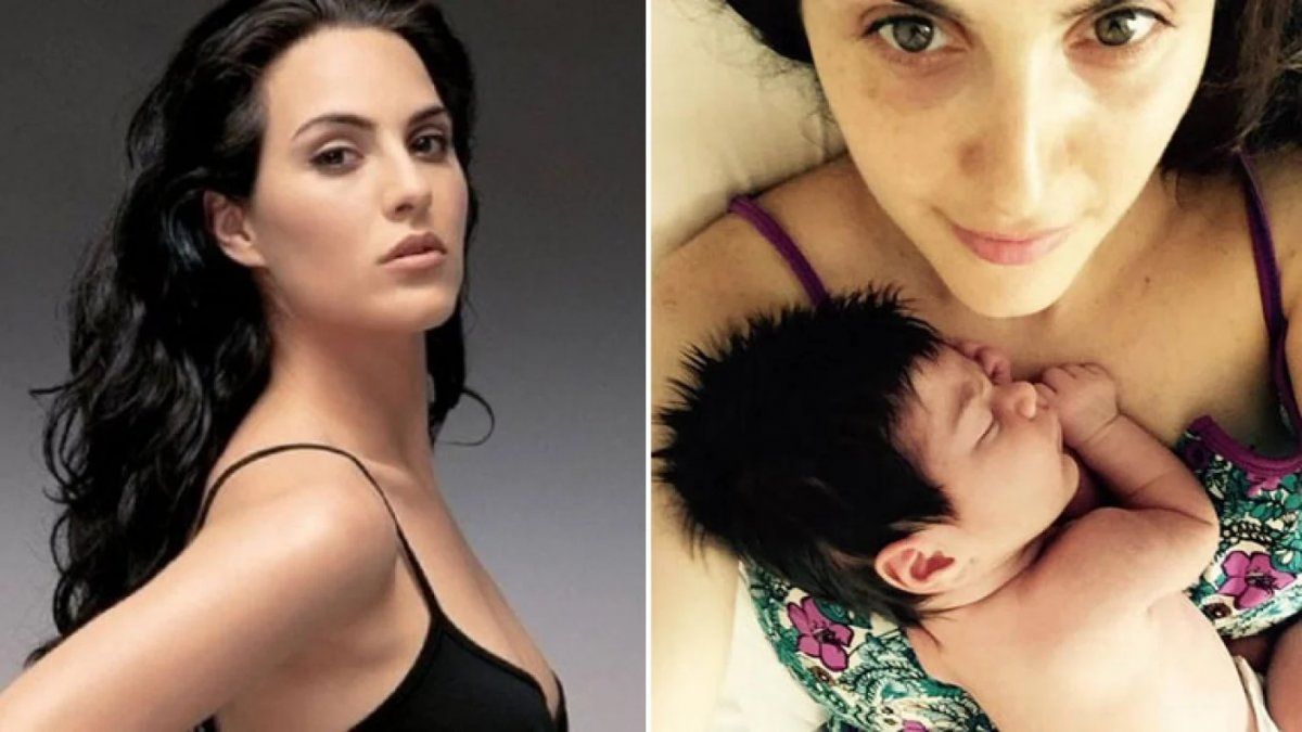 Julieta Díaz con su hija a días de nacida.