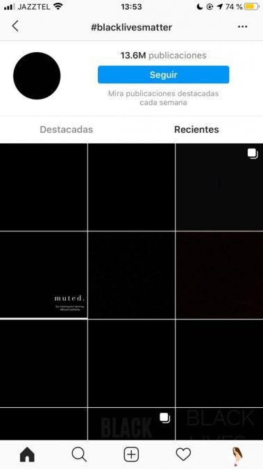 Así se tiñe de negro Instagram por el Blackout Tuesday