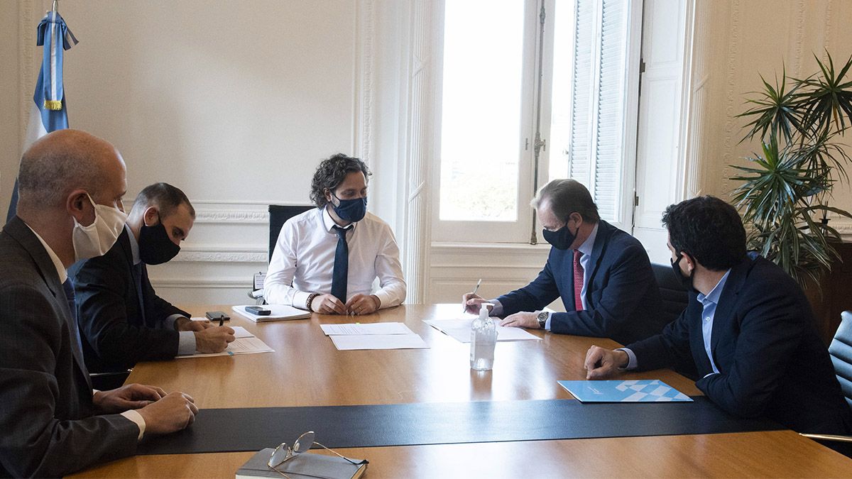 Santiago Cafiero, jefe de Ministros, recibió al gobernador de Entre Ríos, Gustavo Bordet.