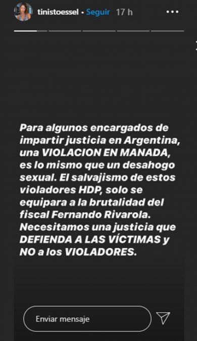 Captura de la historia de Tini