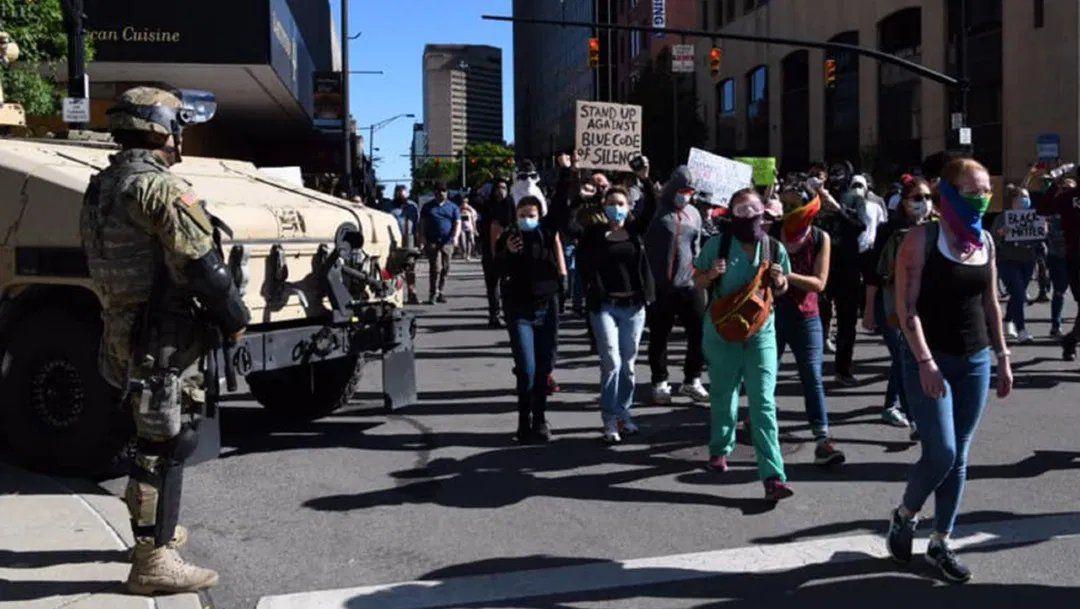 Manifestantes en Estados Unidos por la muerte de George Floyd, y en contra del racismo. 