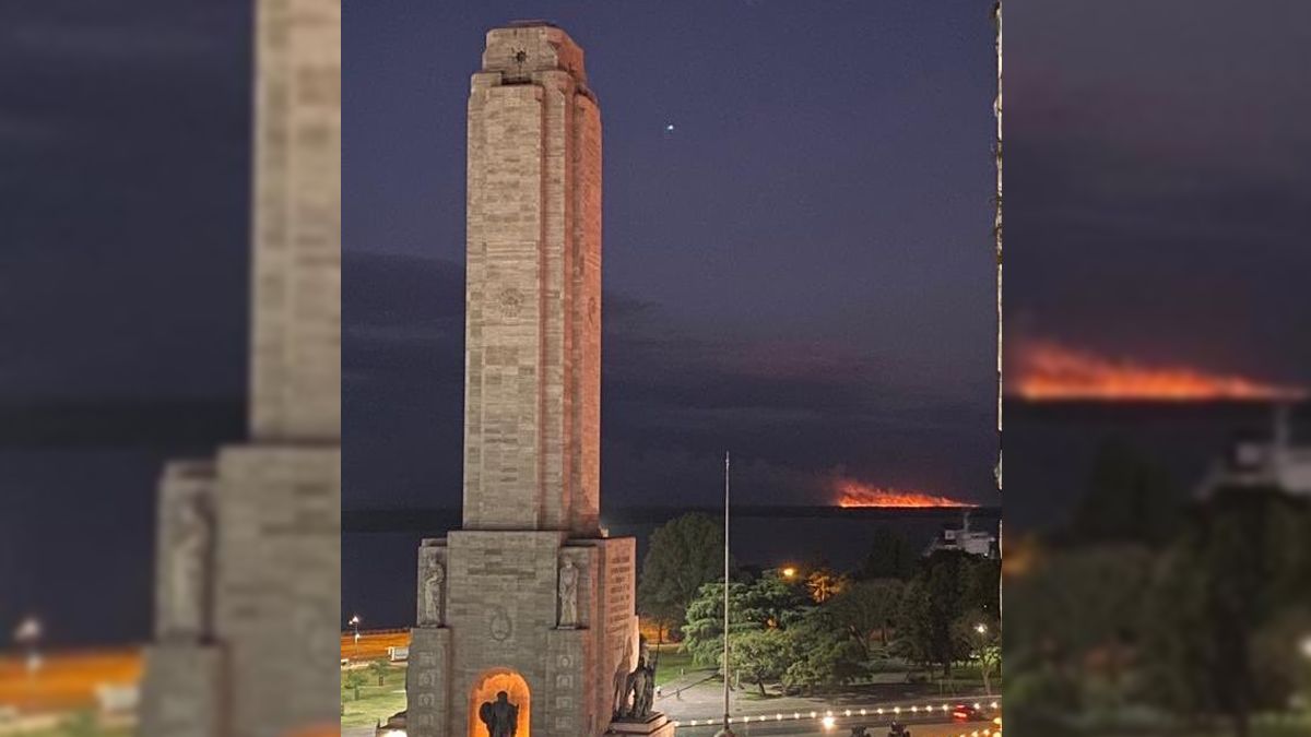 Impactante imagen de la isla ardiendo por la quema de pastizales.
