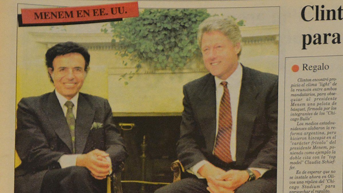 Carlos Menem junto a Bill Clinton en 1993.