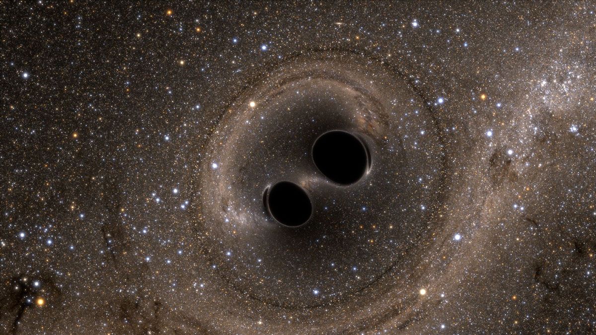 La fusión de dos agujeros negros puede generar ondas gravitatorias.