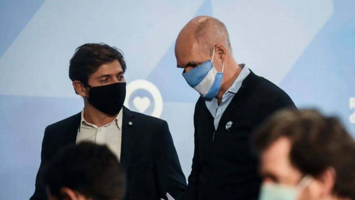 El gobernador de Buenos Aires, Axel Kicillof y el jefe de Gobierno porteño, Horacio Rodríguez Larreta.
