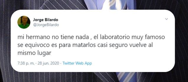 El tuit que Jorge Bilardo publicó y luego borró.