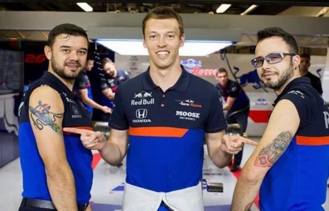 Bianco, junto a Daniil Kvyat, que salió 3° en Hockenheim el año pasado.