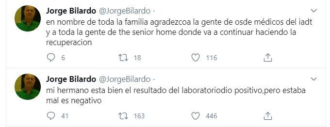La confirmación de su hermano vía Twitter.